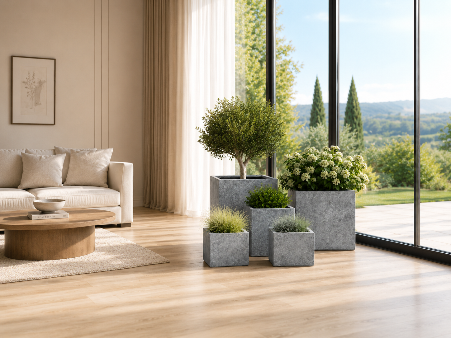 Texa Wash Grey square fiber clay planter pots