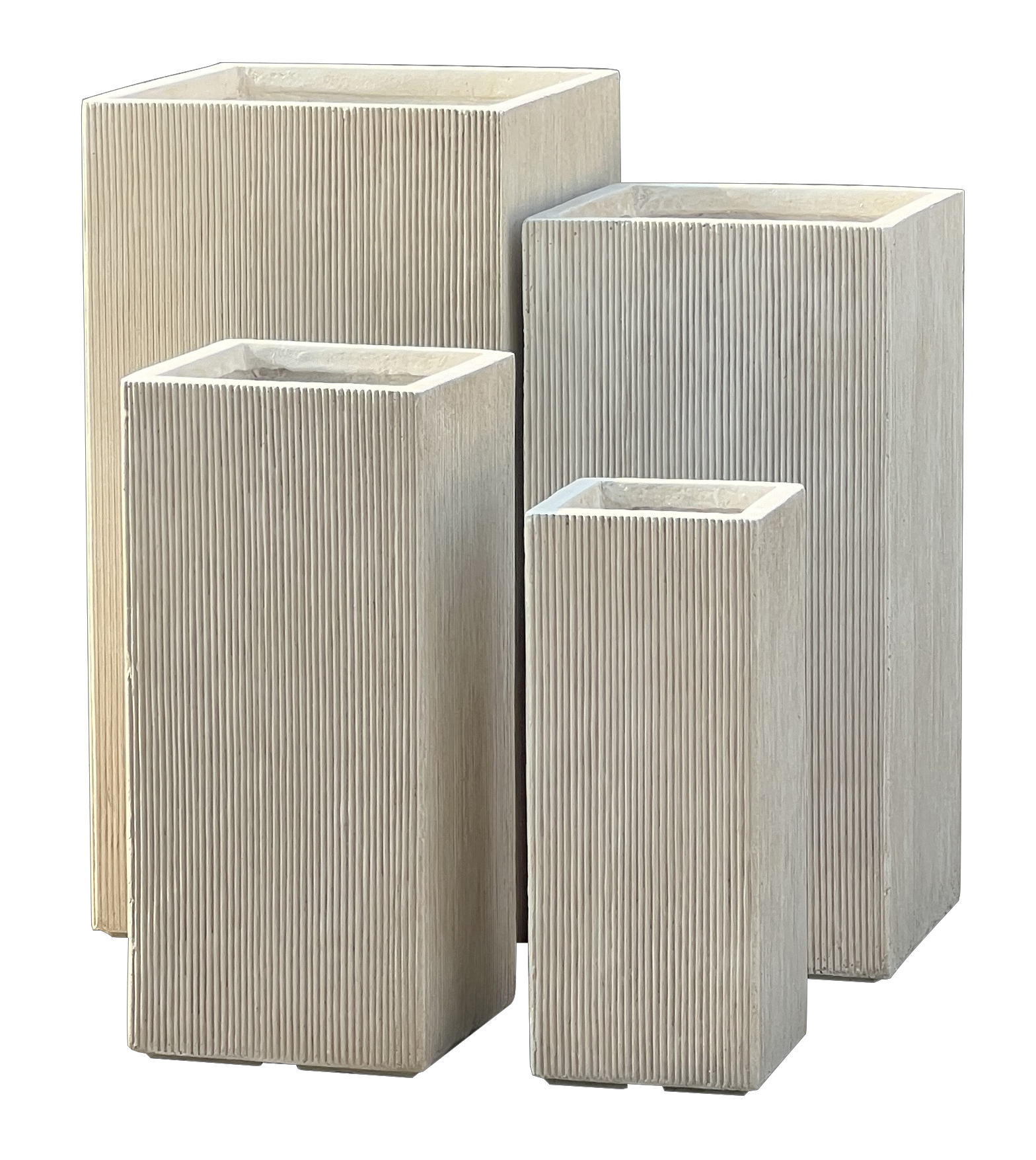 SN89073-S4 line texture tall cube planter pots white background