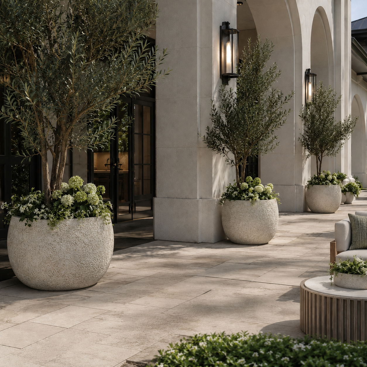 Volcano Desert fiber clay planter pots for hotel corridor projects