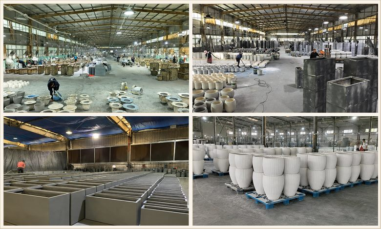 Fibre clay planter production, painting and inspection workshops