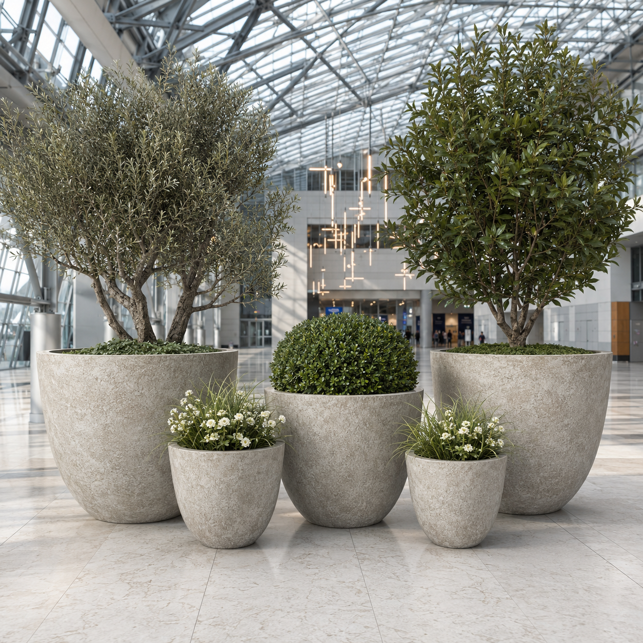 Tropic beige large outdoor fiber clay planter pots for indoor living room display