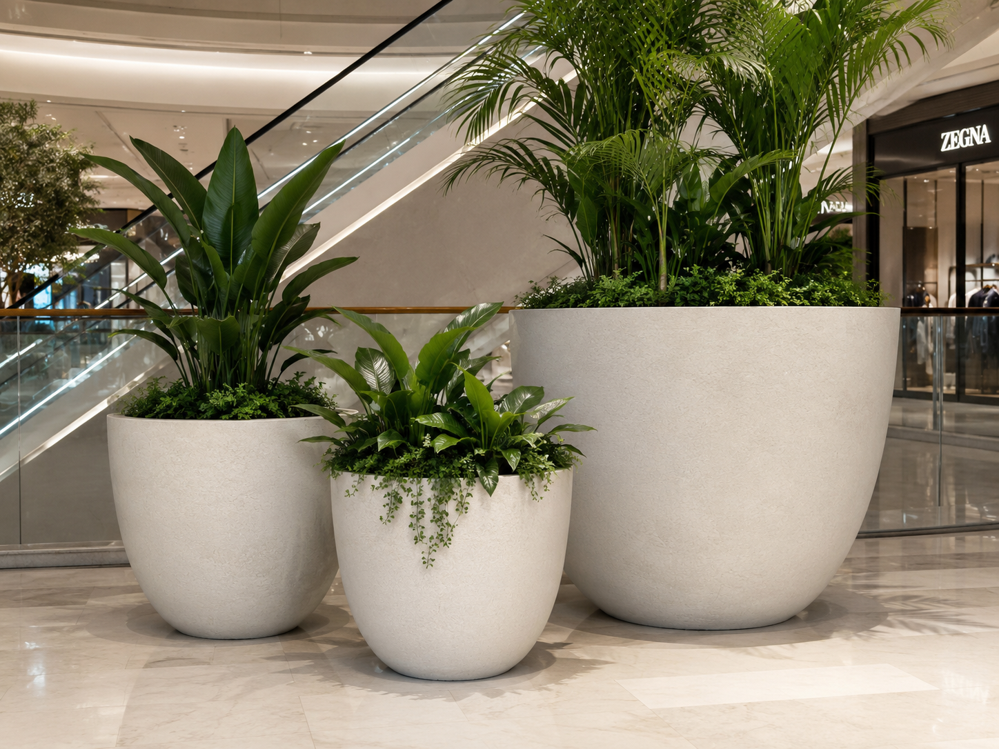 Tropic beige large outdoor fiber clay planter pots for indoor living room display