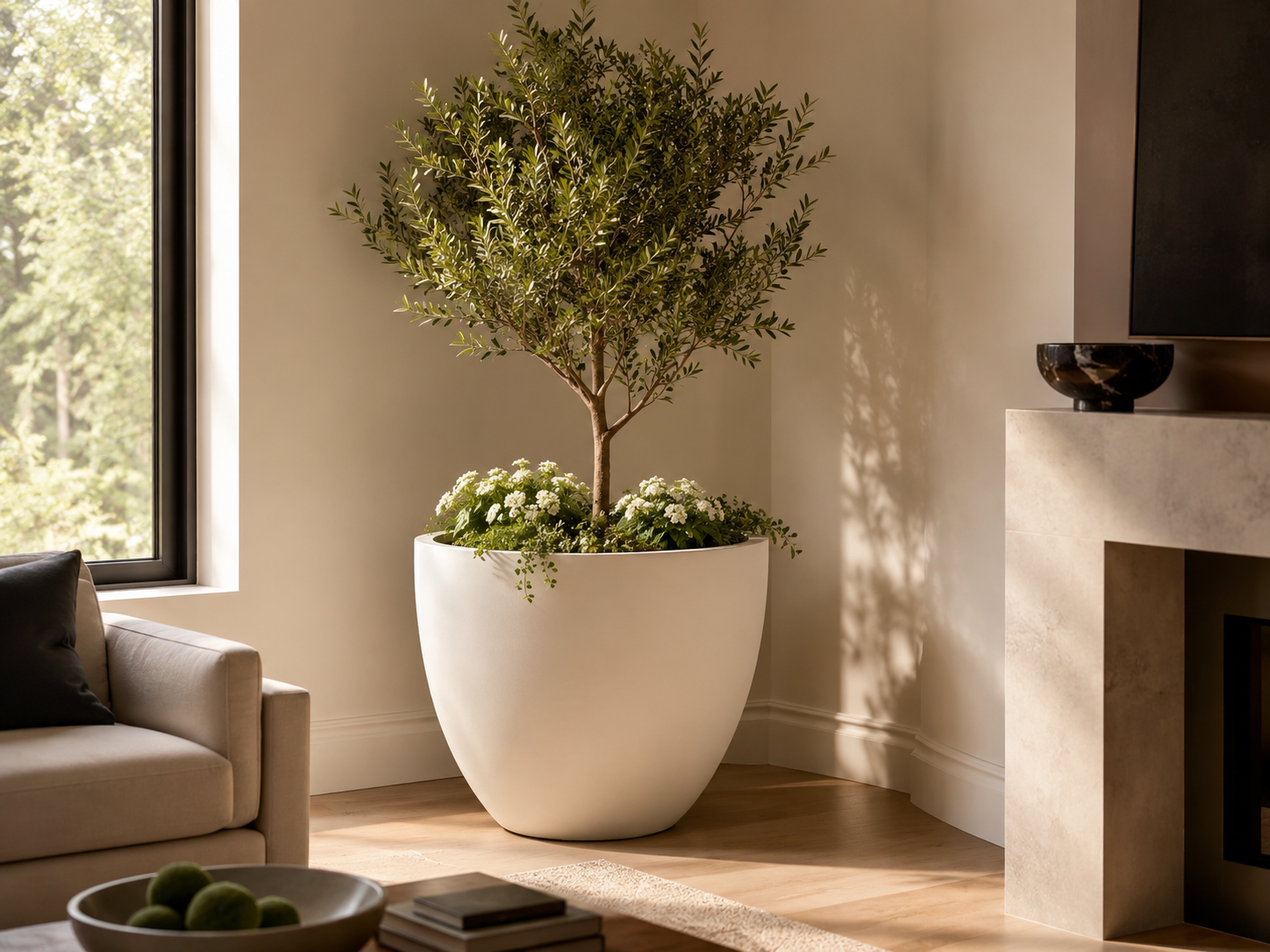 Large Fiber Clay Planters