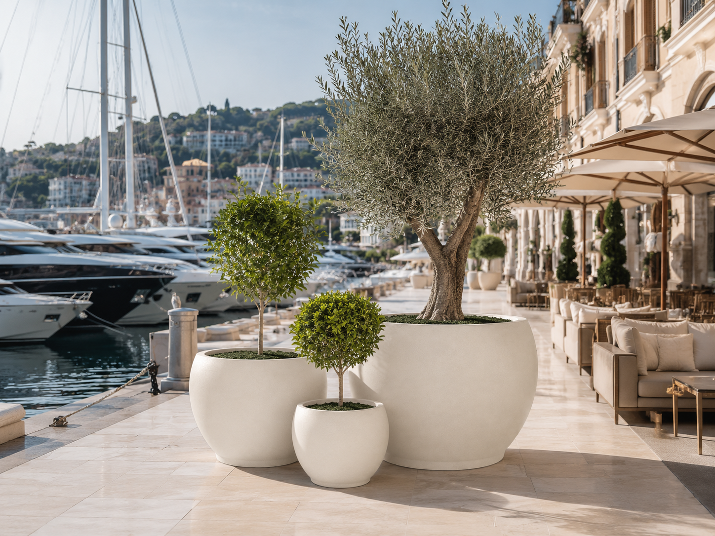 Large Fiber Clay Planters for Hotel & Commercial Entrances