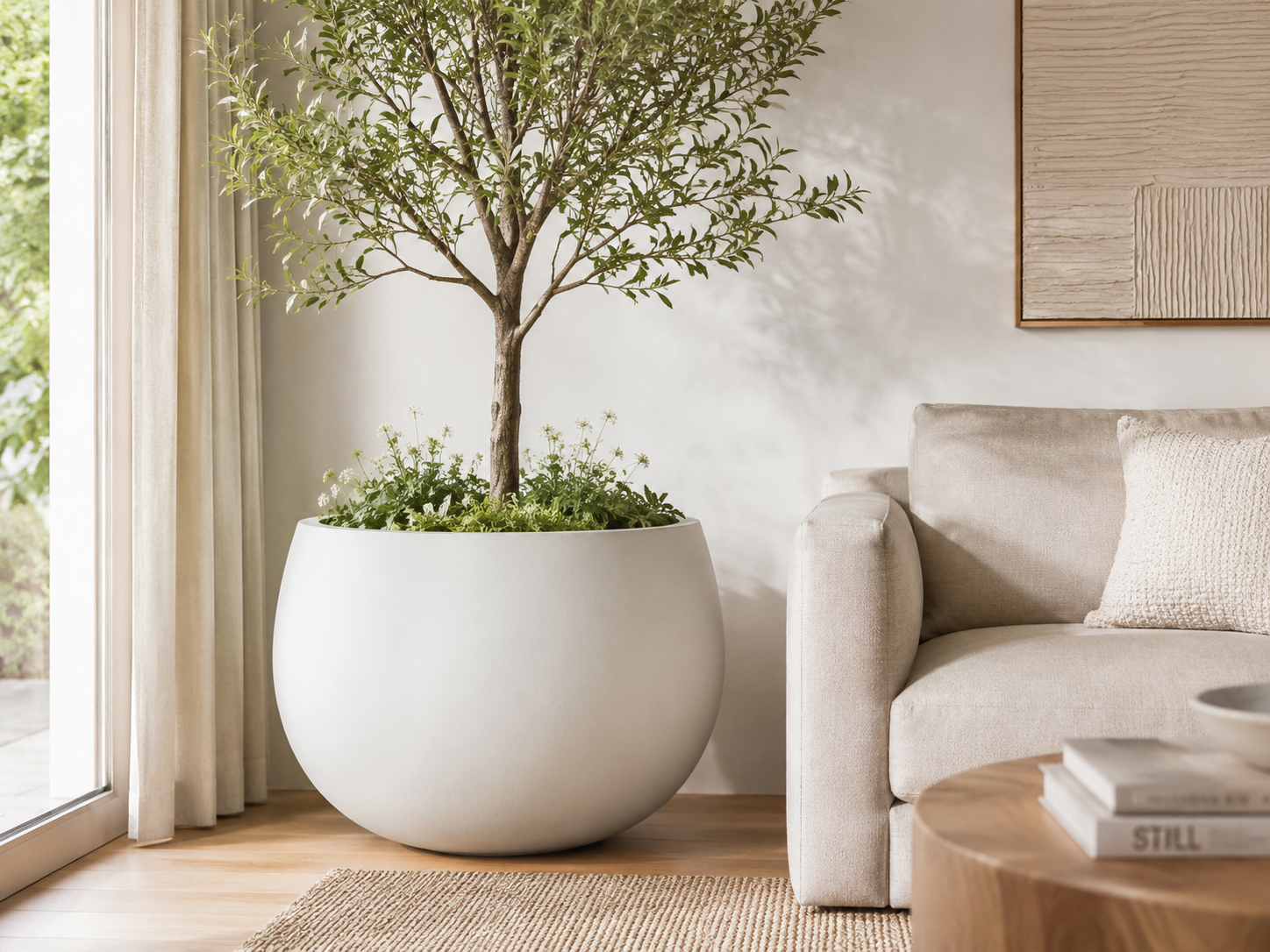 Smooth fiberclay planter pot for home interior application