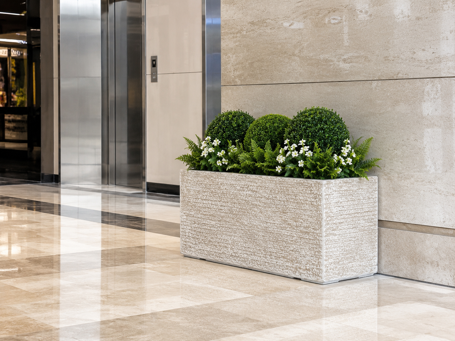 Natural stone texture fiber clay planter pot for commercial entrance