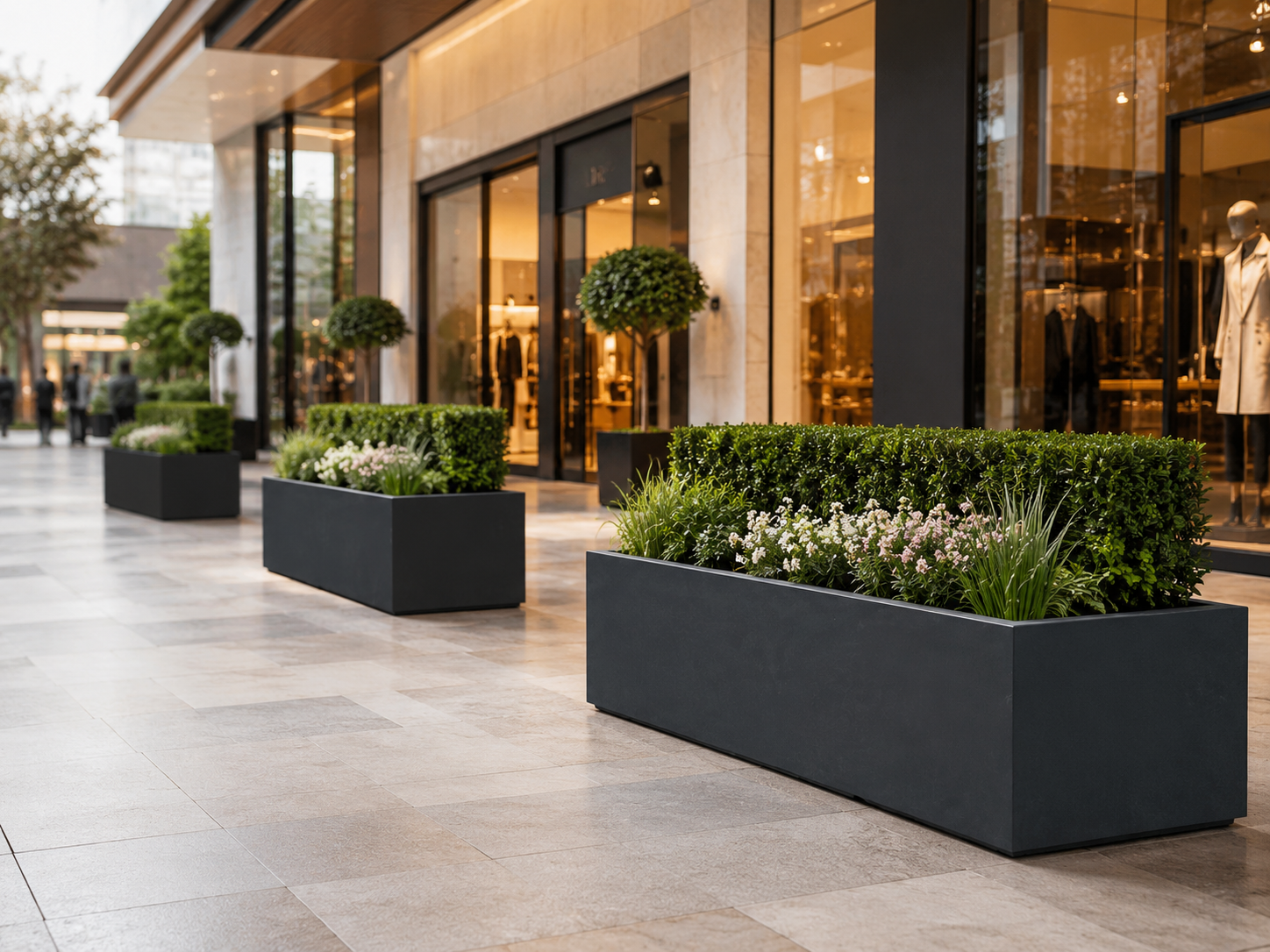 Wholesale outdoor fiber clay trough planters for retail patio landscaping