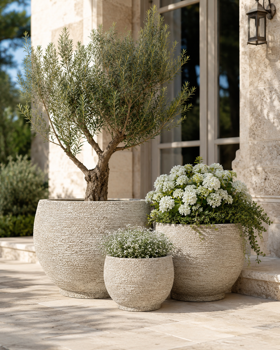 Tropic Desert fiberclay planter pot factory set for villa entry