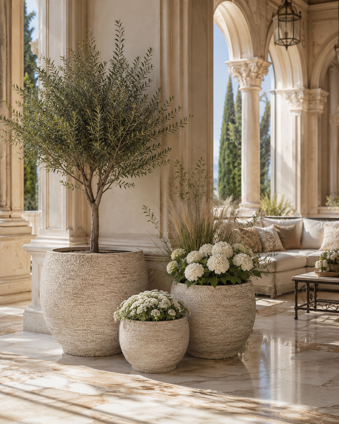 Tropic Desert wholesale fiber clay pot for resort courtyard