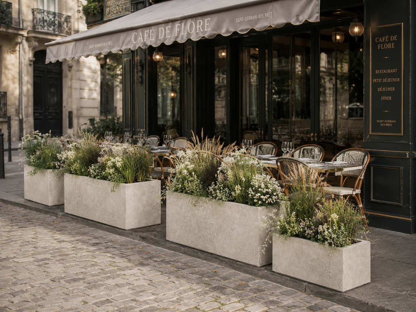 Wholesale Texa beige fiber clay planter boxes for hotel front