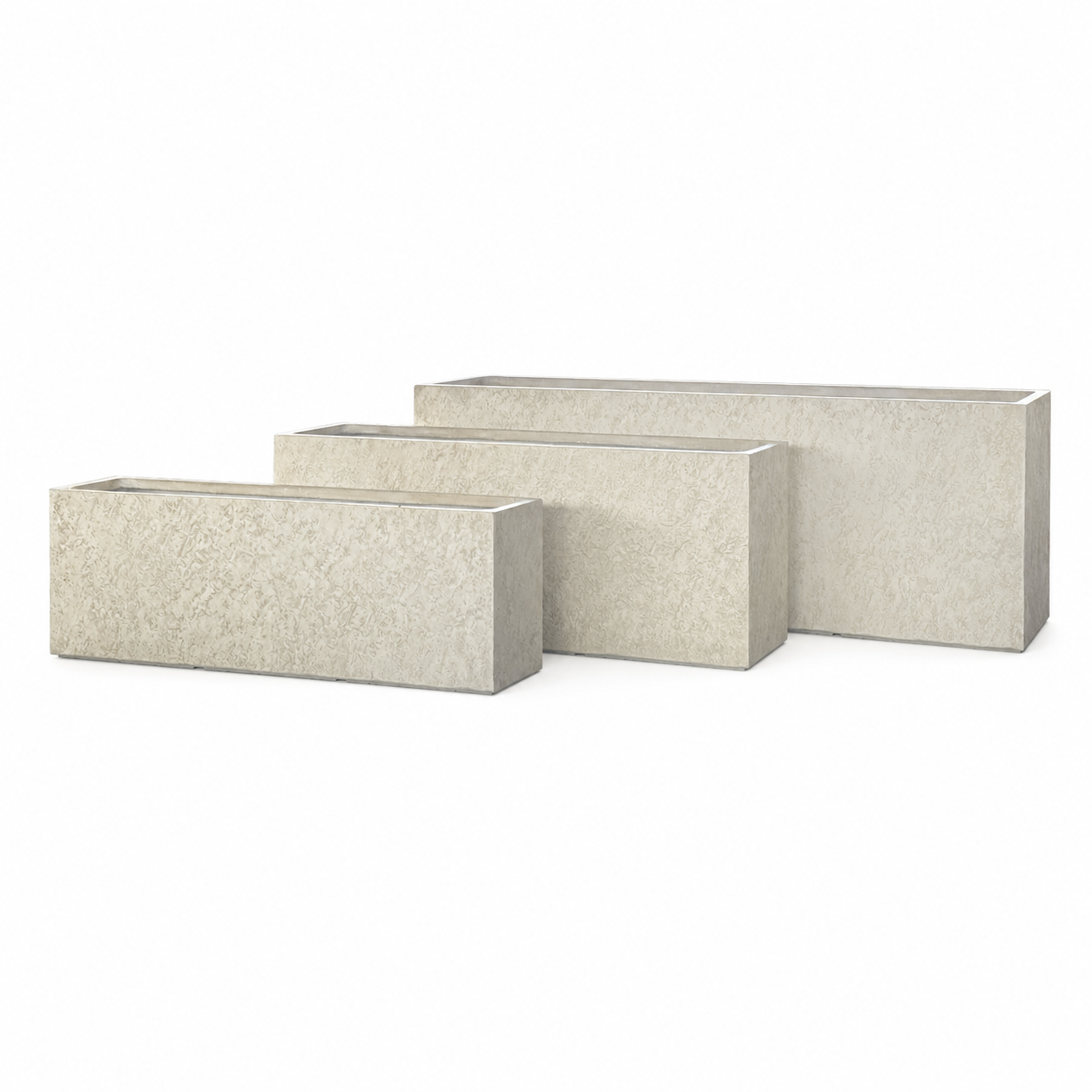 Texa Beige two meter rectangular fiber clay planter box product set