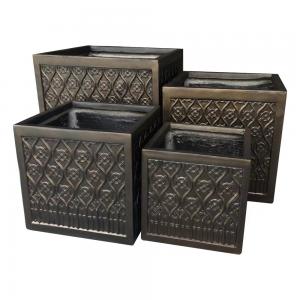 Cubi Fibre Clay Planters Kansas Set of 4 Beige Color Cubi Fibre Clay Planters Kansas Set of 4 Beige Color