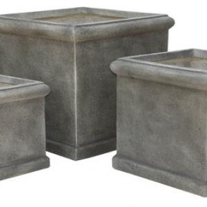 Fiberclay planters Cubi Pots Sets of 3 Smooth Finishing