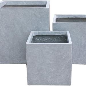 Cubi Fibreclay planters Sets of 3 Smooth Finish Grey Color Cubi Fibreclay planters Sets of 3 Smooth Finish Grey Color