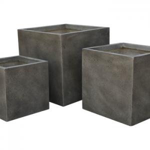 Cubi Fiberclay planter Sets of 4 Smooth Finish 