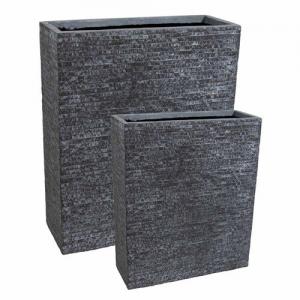 Rectangular Fibre Clay Planters Atlanta Set of 3 Granite Color Rectangular Fibre Clay Planters Atlanta Set of 3 Granite Color