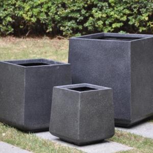 Cubi Fibre Clay Planters Set of 3 Granite Outlooking Cubi Fibre Clay Planters Set of 3 Granite Outlooking