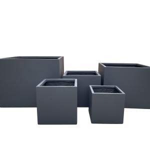 Cubi Fibre Clay Planters Smooth Finishing Set of 4 Lead Color