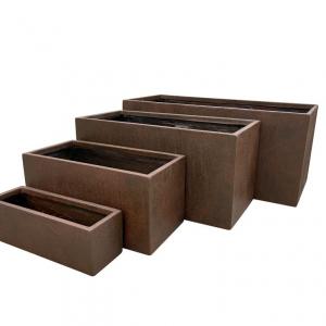 Rectangular Fibre Clay Planters Texured Set of 3 Rectangular Fibre Clay Planters Texured Set of 3