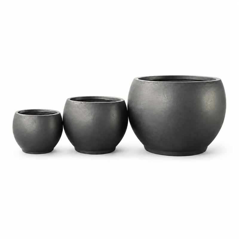 Wholesale Large Round Fiber Clay Pots, Outdoor Lightweight Fibre Clay Planter for Garden Flowerpots and Commercial Landscaping Project Pots