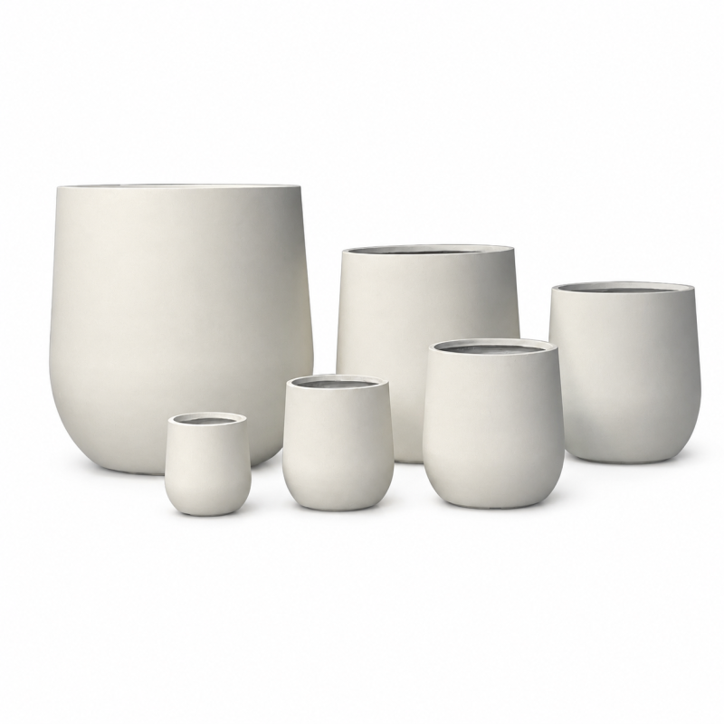 Wholesale Large Round Fiber Clay Pots Sets of 6, Outdoor Lightweight Fibre Clay Planter for Garden Flowerpots and Commercial Landscaping Project Pots