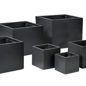 Fiber Clay Outdoor Square Planter Pots Sets of 6 with Smooth Finishing