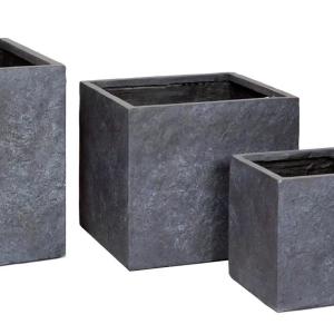 Fiber Clay Outdoor Square Planter Pots Sets of 6 with Texa Finishing