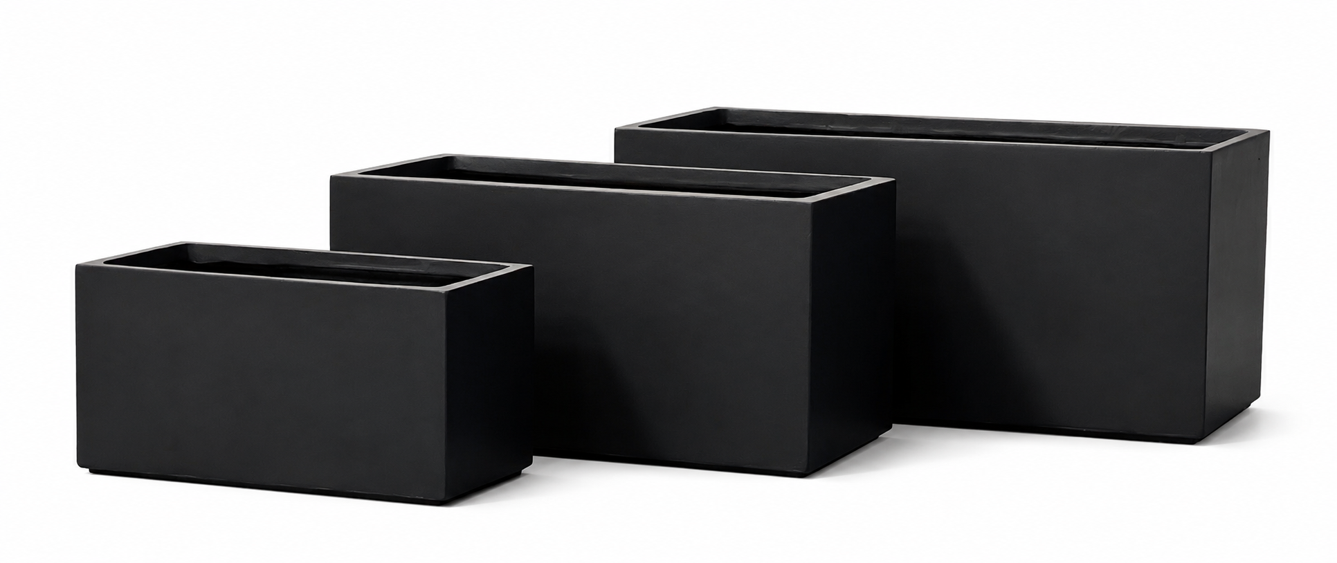 Rectangle Fiber Clay Planter Pots, Set of 3, Lightweight Outdoor Planters for Balcony, Patio and Terrace