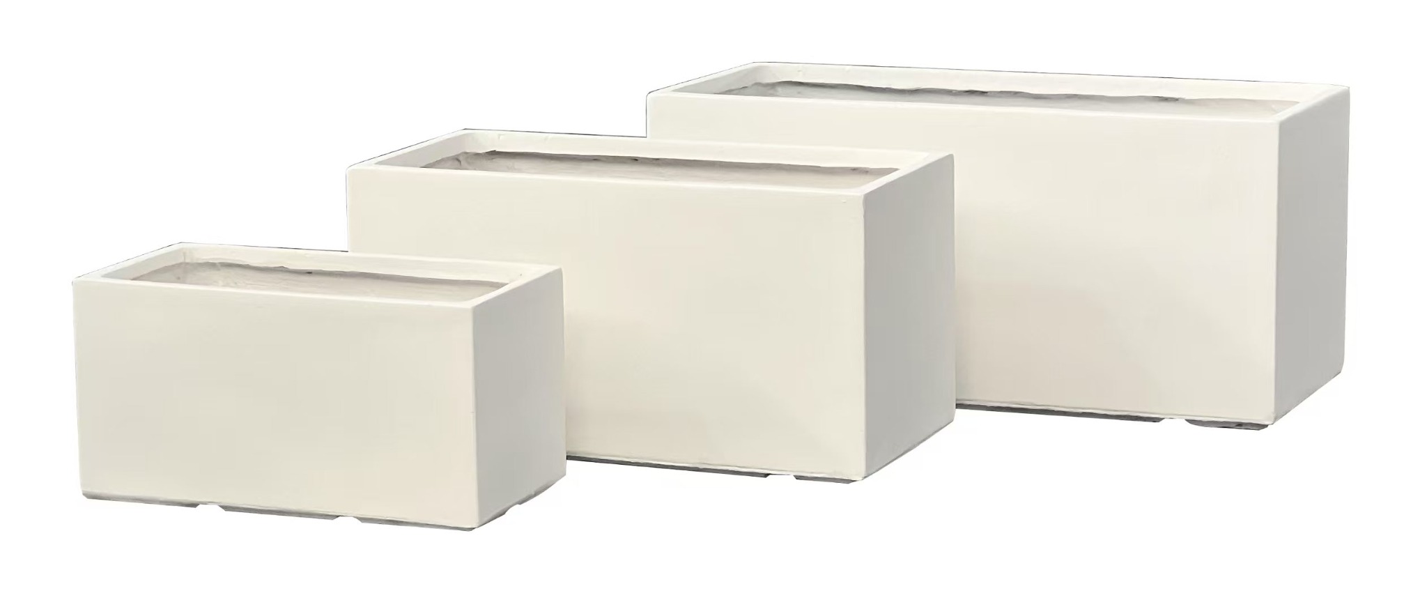 Rectangle Fiber Clay Planter Pots, Set of 3, Lightweight Outdoor Planters for Balcony, Patio and Terrace