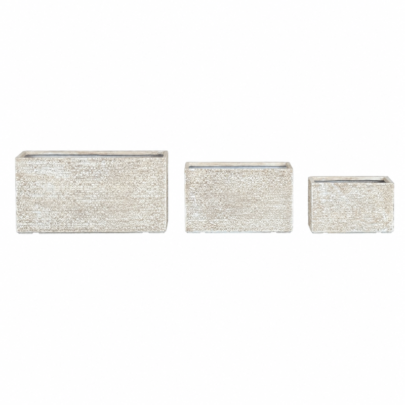 Outdoor Fibre Clay Pots, Natural Stone Texture Fiber Clay Pot, Rectangular Garden Flowerpots for Wholesale Landscape Projects