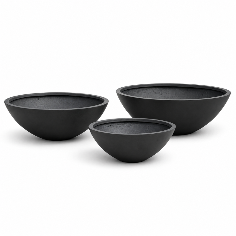 Wholesale Outdoor Large Round Bowl Fiber Clay Planter Pots for Commercial Landscape Projects