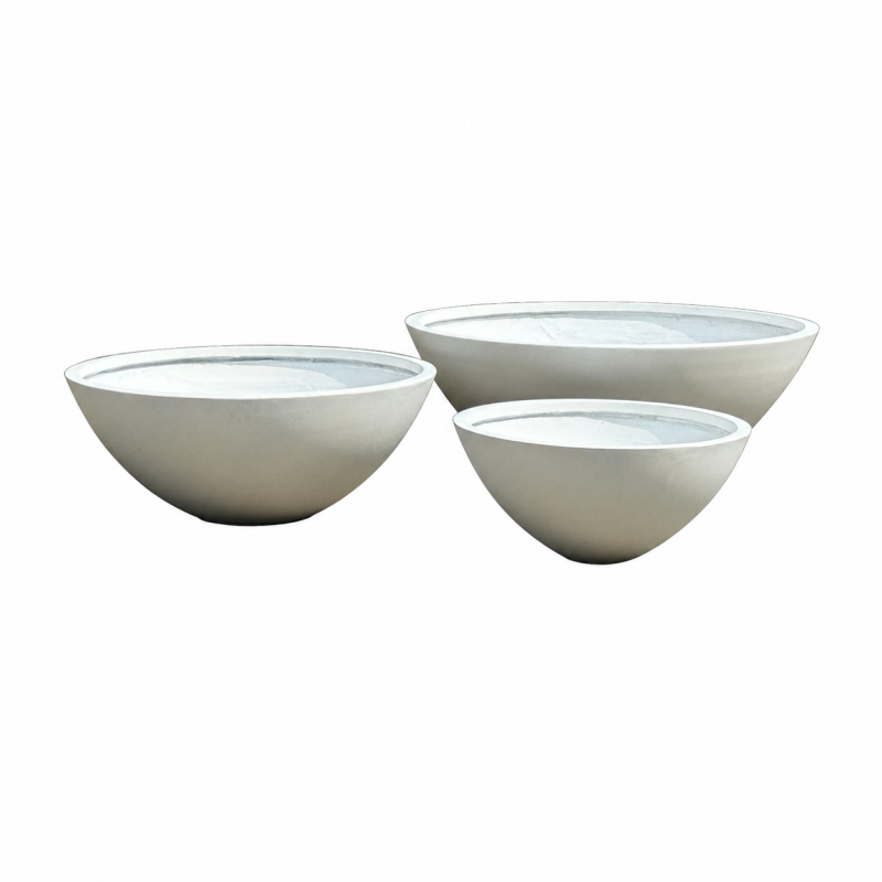 Wholesale Outdoor Large Round Bowl Fiber Clay Planter Pots for Commercial Landscape Projects