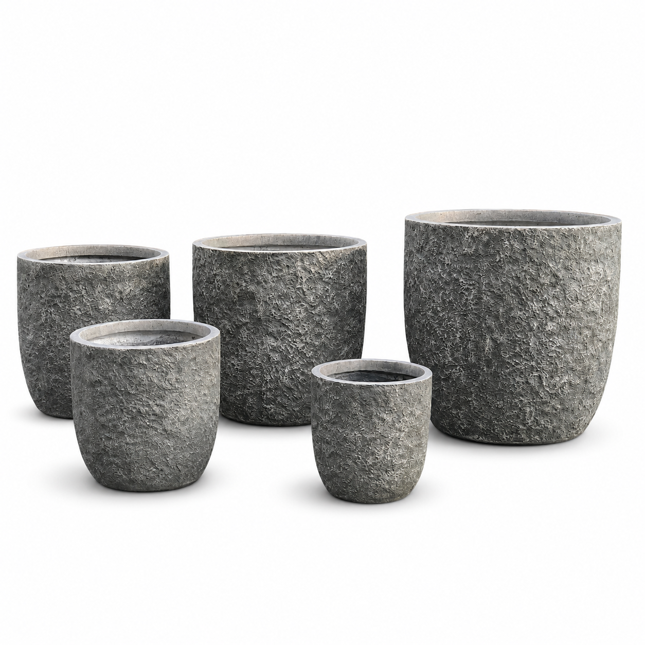 Fiber Clay Outdoor Planter Pots Set of 5 with Natural Stone Look
