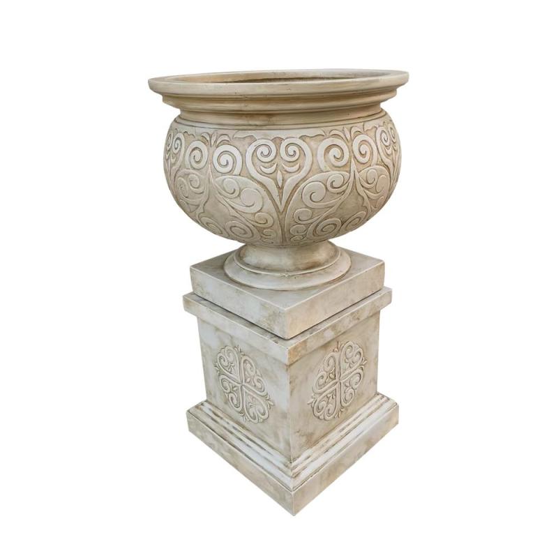 Classic Fiber Clay Urn Planter Pots, Outdoor Fibre Clay Pots with Anti-UV & Anti-Frost Finish for Garden Flowerpots and Villa Landscape Use